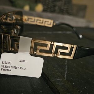 Versace Black and Gold Geometric Sunglasses